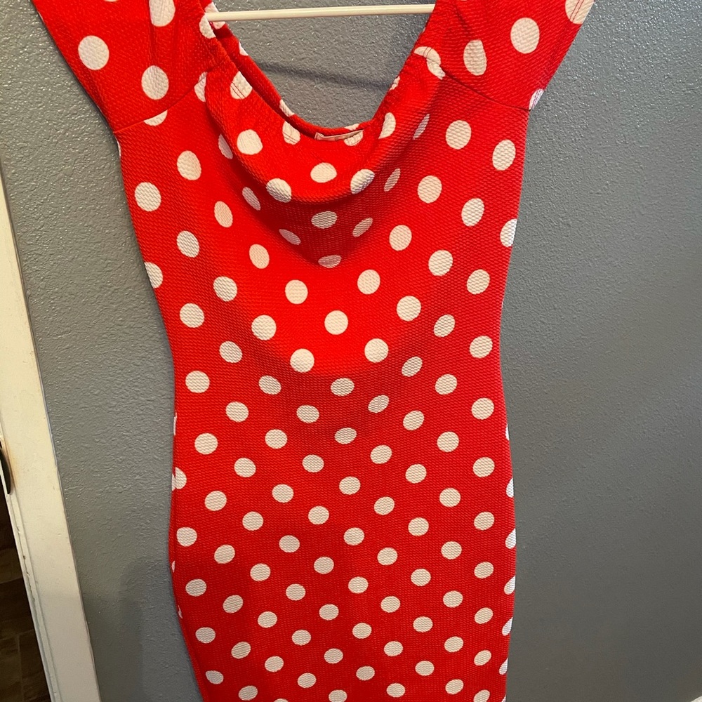 Red polka dot dress